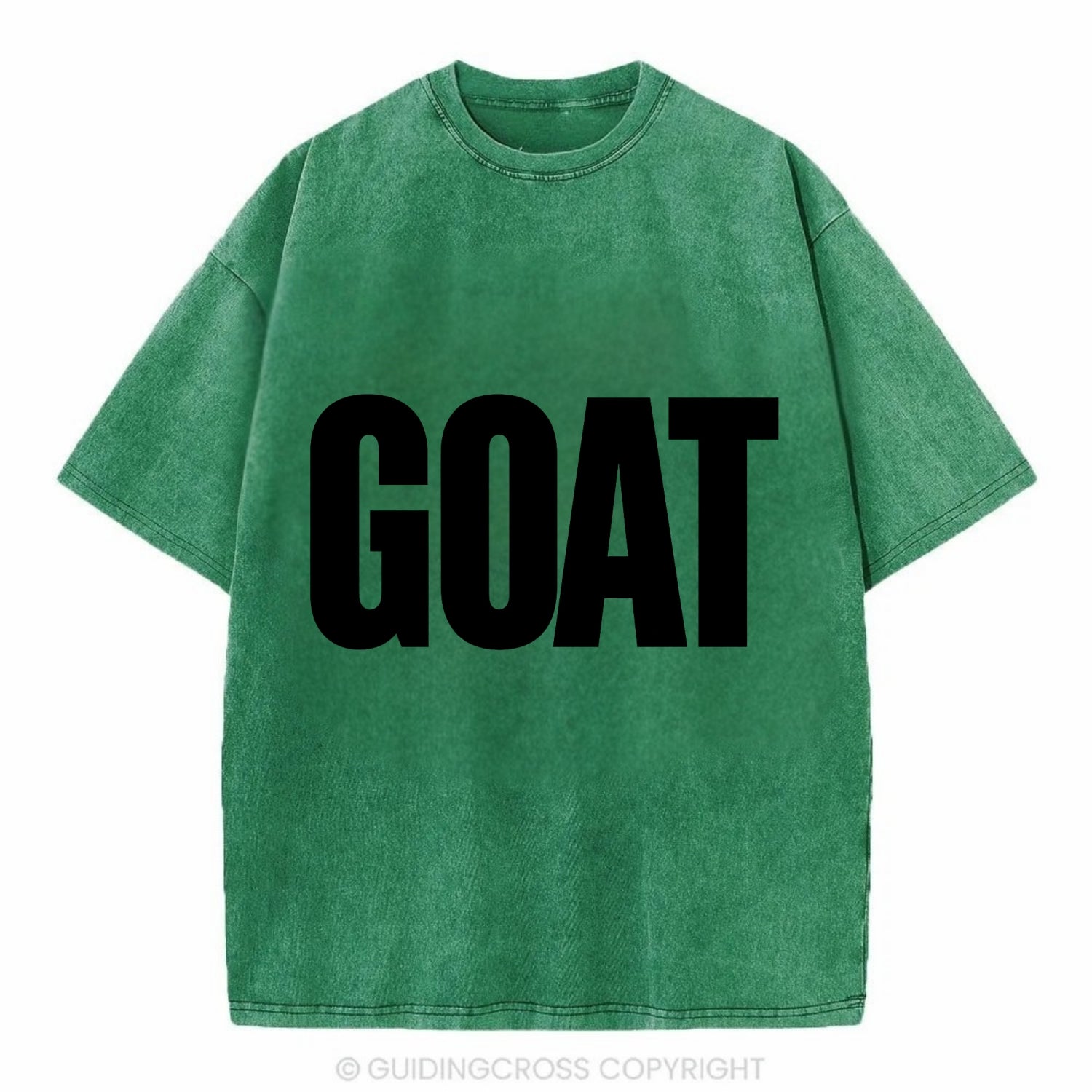 Bold typography design - "GOAT" - greatest of all time - Vintage T-shirt - Forest Mist(Green)