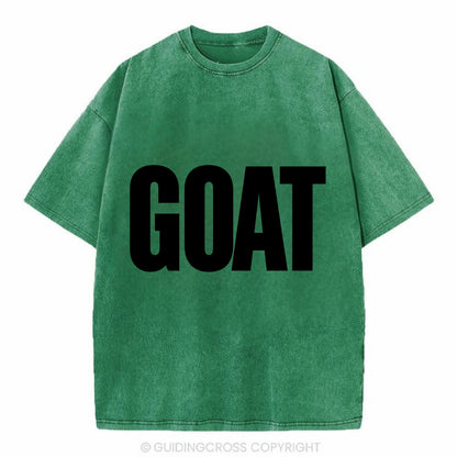 Bold typography design - "GOAT" - greatest of all time - Vintage T-shirt - Forest Mist(Green)