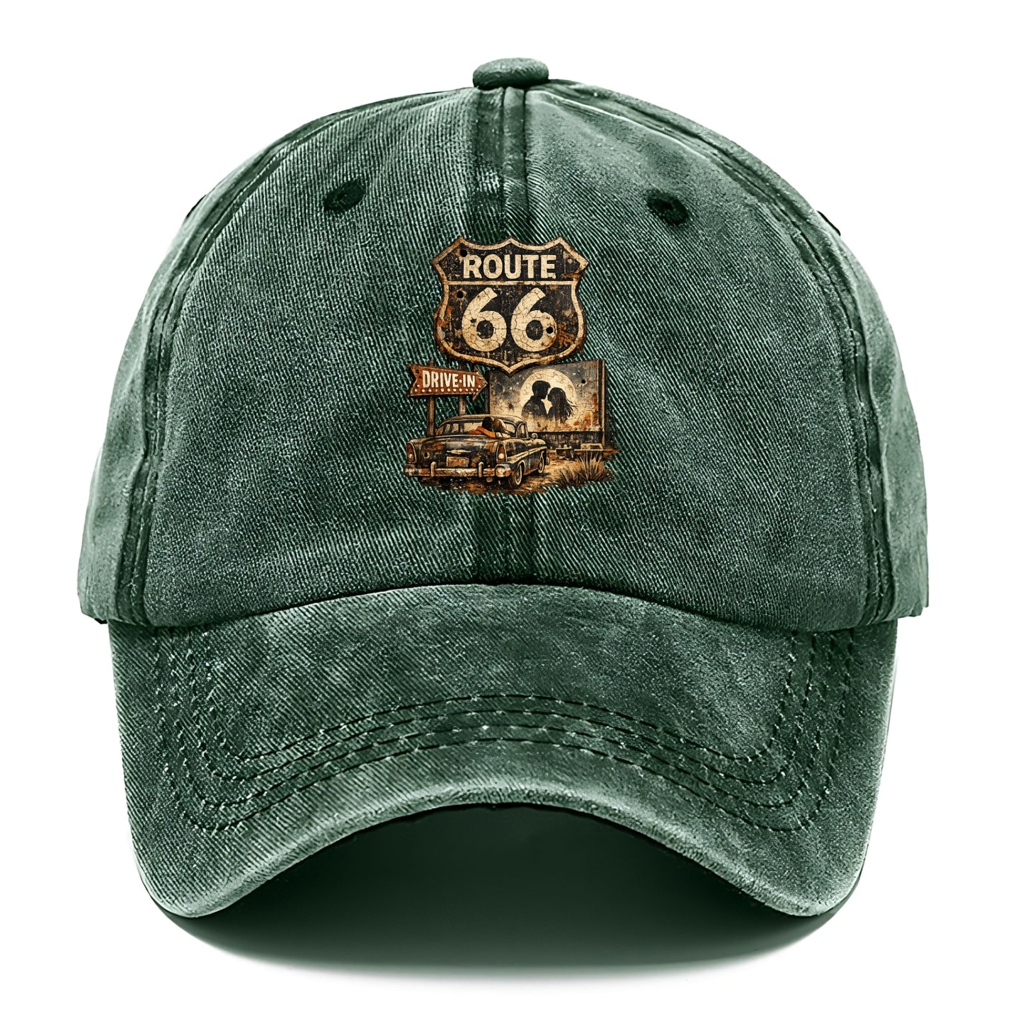 DRIVE-IN | Classic car at drive-in theater | Movie night romance | Americana - Classic Cap - Forest Mist(Green)