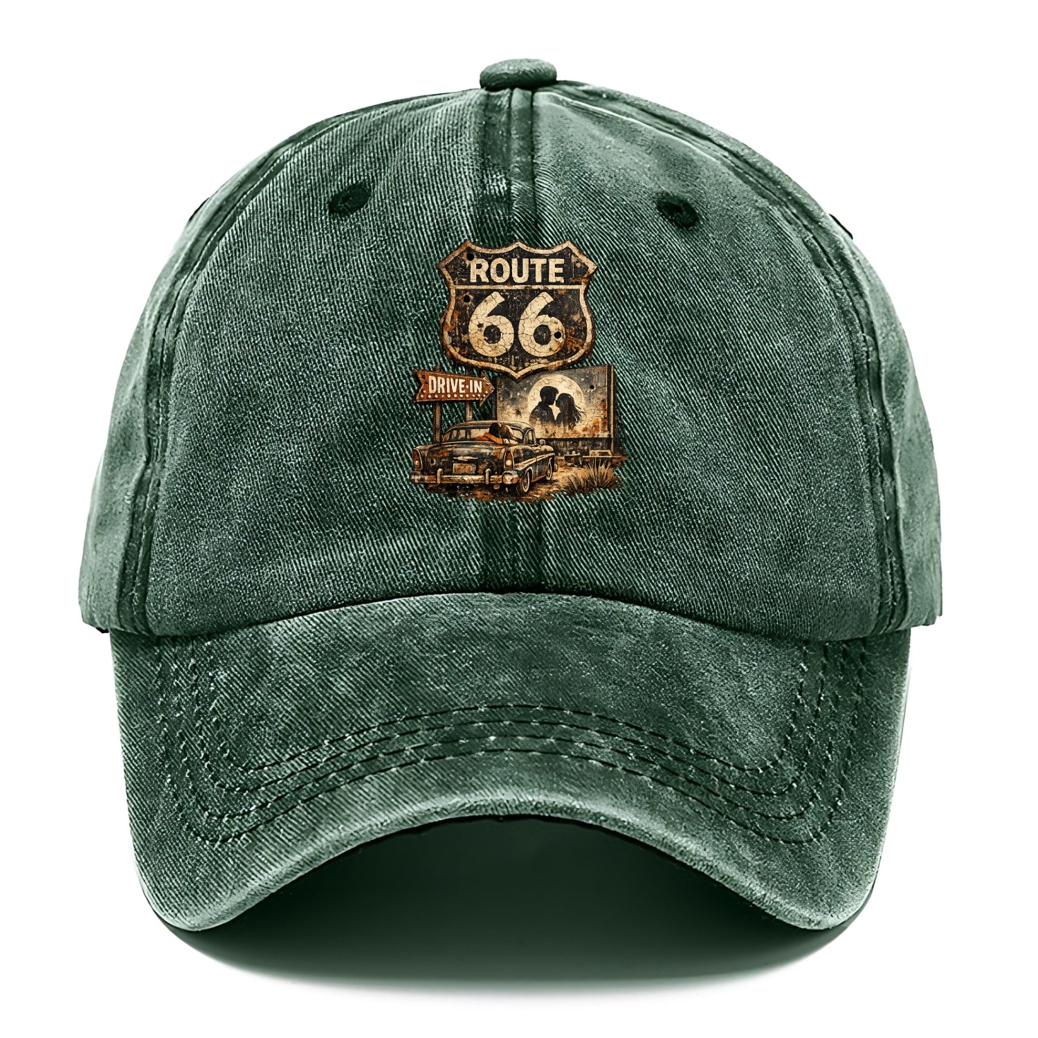 DRIVE-IN | Classic car at drive-in theater | Movie night romance | Americana - Classic Cap - Forest Mist(Green)