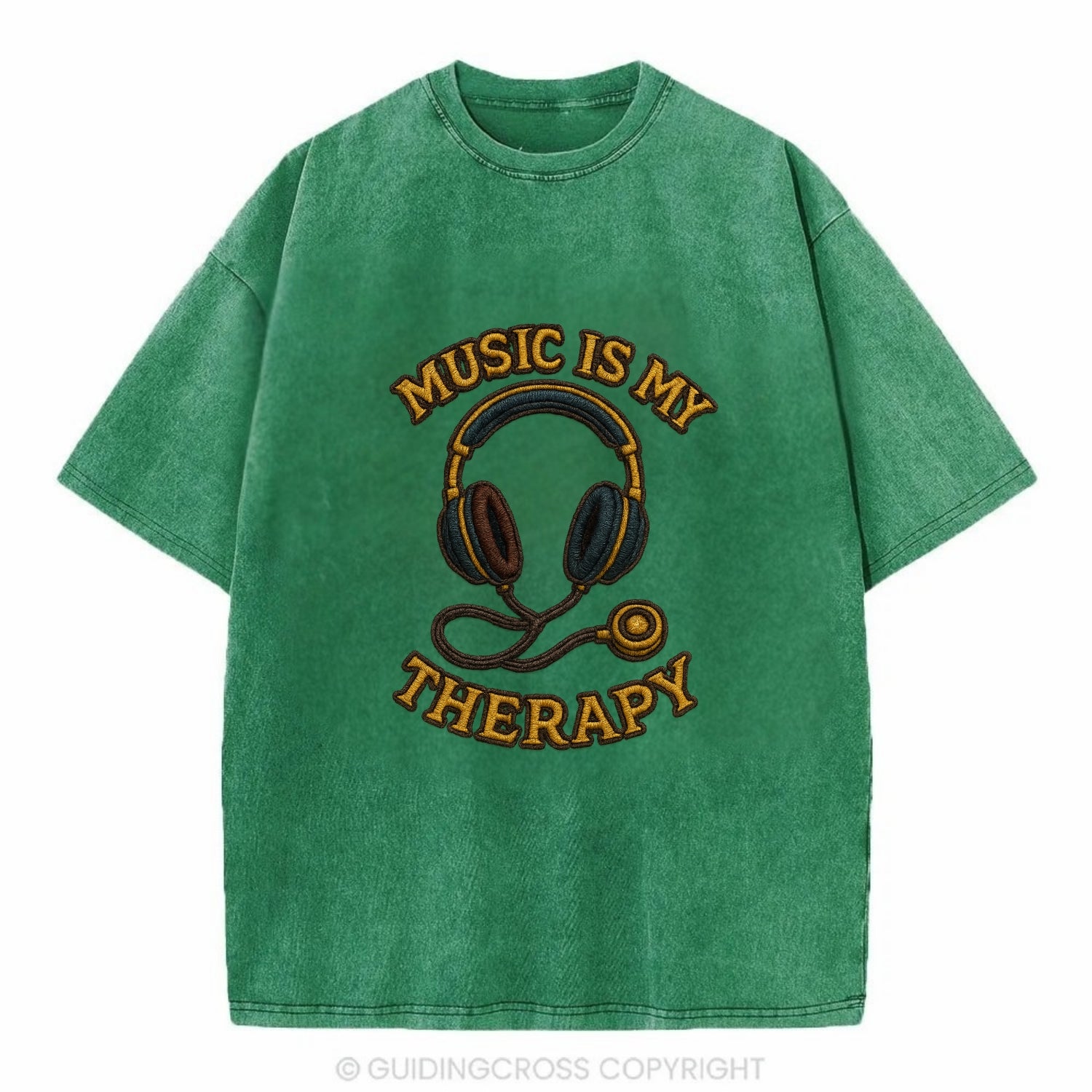 Music Is My Therapy  - Vintage T-shirt - Forest Mist(Green)