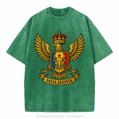 Moldova Heritage Badge  - Vintage T-shirt - Forest Mist(Green)