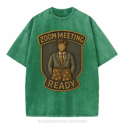 Zoom Meeting Ready  - Vintage T-shirt - Forest Mist(Green)
