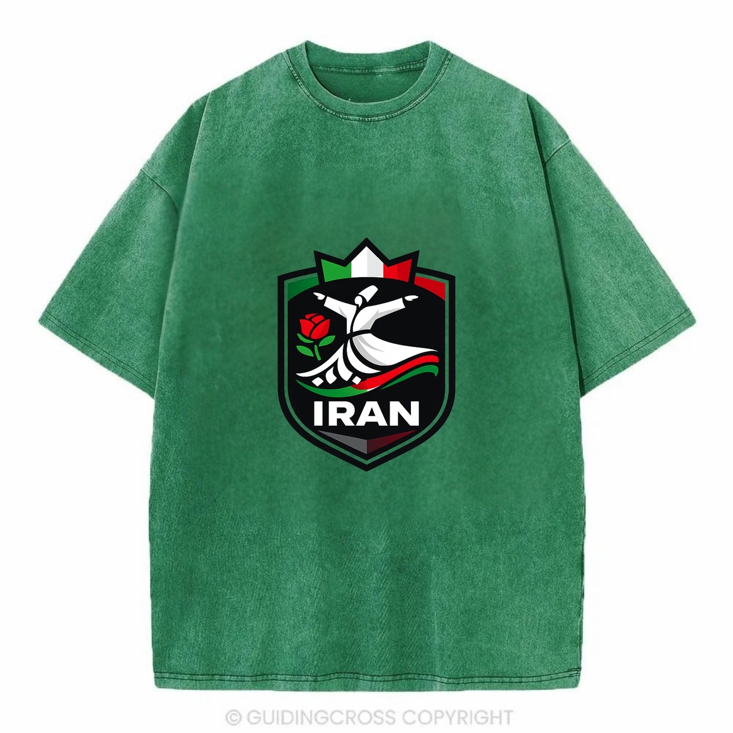 Iran Rumi Poetry Badge - Vintage T-shirt - Forest Mist(Green)