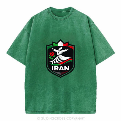 Iran Rumi Poetry Badge - Vintage T-shirt - Forest Mist(Green)