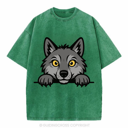 Wolf  - Vintage T-shirt - Forest Mist(Green)