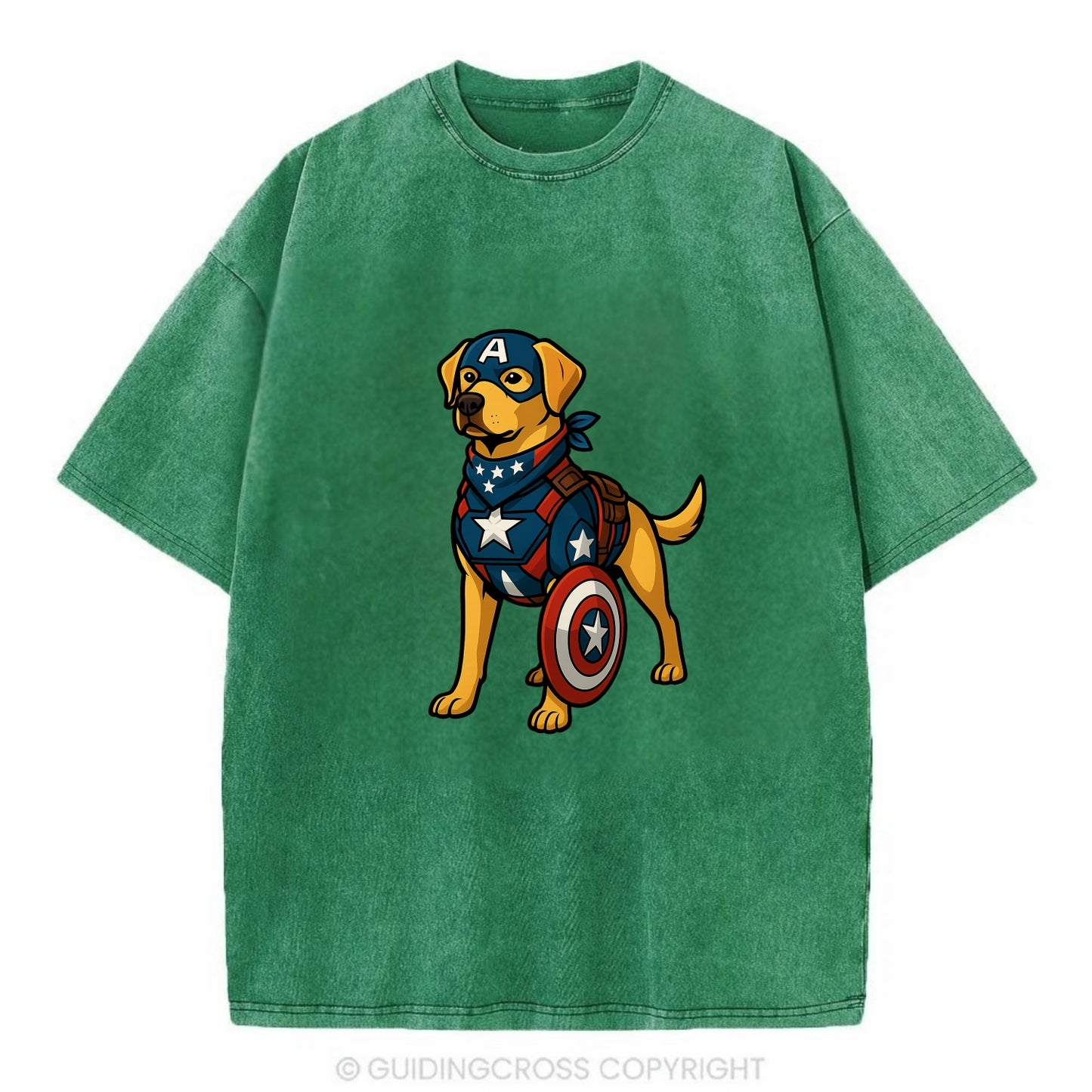 Labrador Captain America  - Vintage T-shirt - Forest Mist(Green)