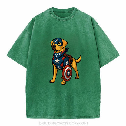 Labrador Captain America  - Vintage T-shirt - Forest Mist(Green)