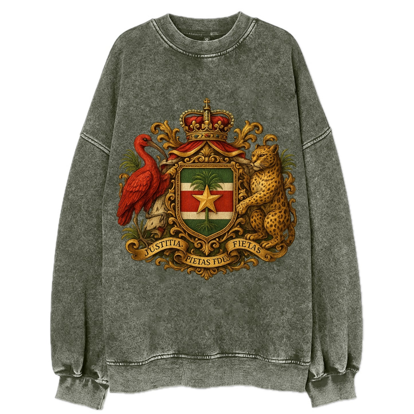 Suriname Star Emblem  - Vintage Sweatshirt - Forest Mist(Green)
