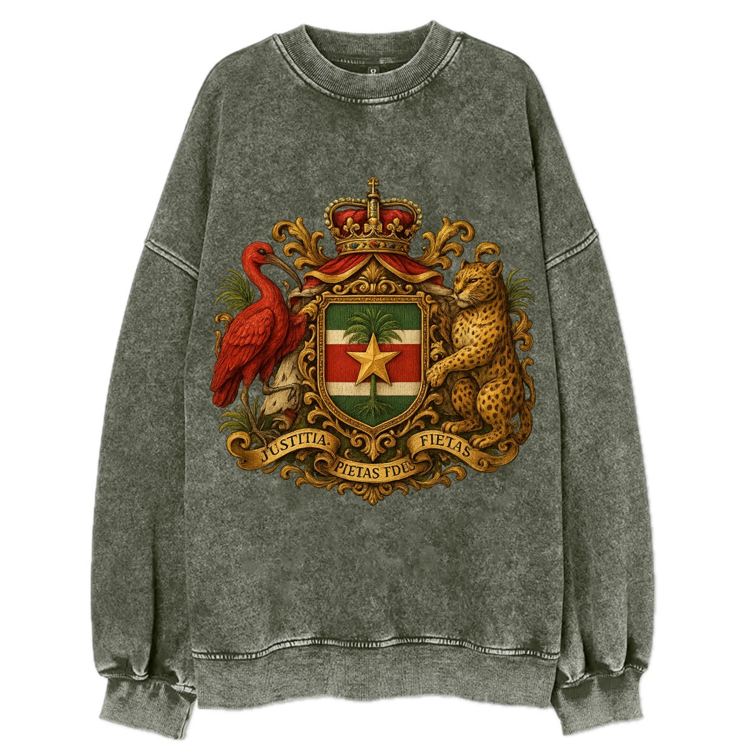 Suriname Star Emblem  - Vintage Sweatshirt - Forest Mist(Green)