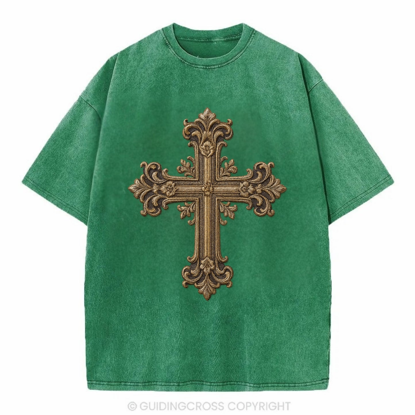 Victorian Cross  - Vintage T-shirt - Forest Mist(Green)