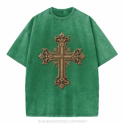 Victorian Cross  - Vintage T-shirt - Forest Mist(Green)