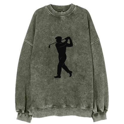 Golfer perfect swing follow-through - Vintage Sweatshirt - Forest Mist(Green)
