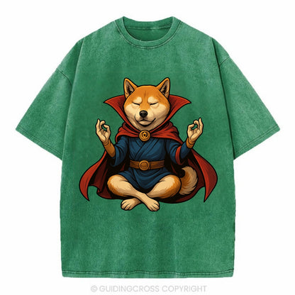 Shiba Inu Doctor Strange  - Vintage T-shirt - Forest Mist(Green)