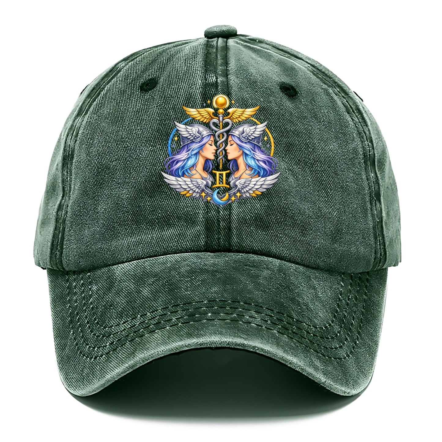 MERCURY WINGS | Winged messenger symbol | Caduceus staff | Swift communication | - Classic Cap - Forest Mist(Green)