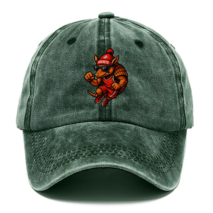 Houston Armadillo wearing Rockets red and silver beanie with rocket ship and wayfarer - Classic Cap - Forest Mist(Green)