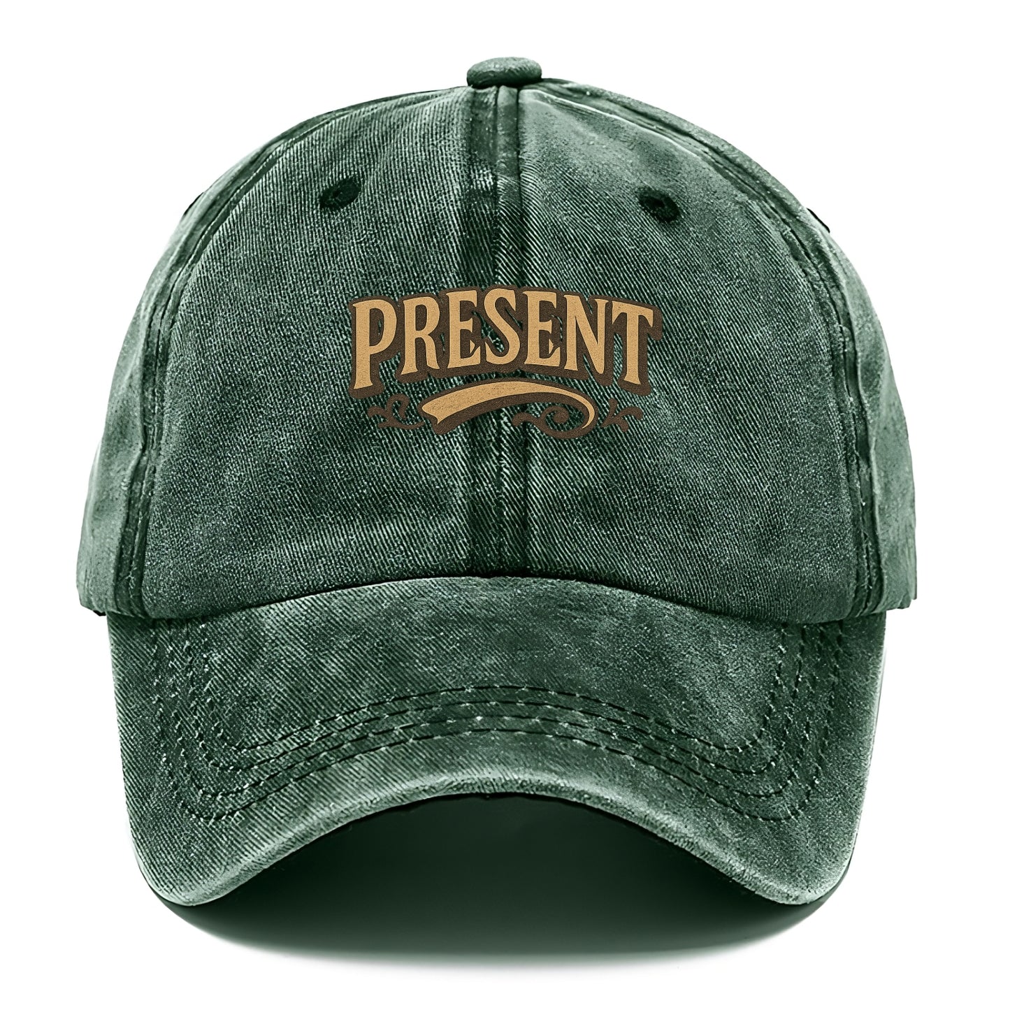 Bold typography design - "PRESENT" - living in the now - Classic Cap - Forest Mist(Green)