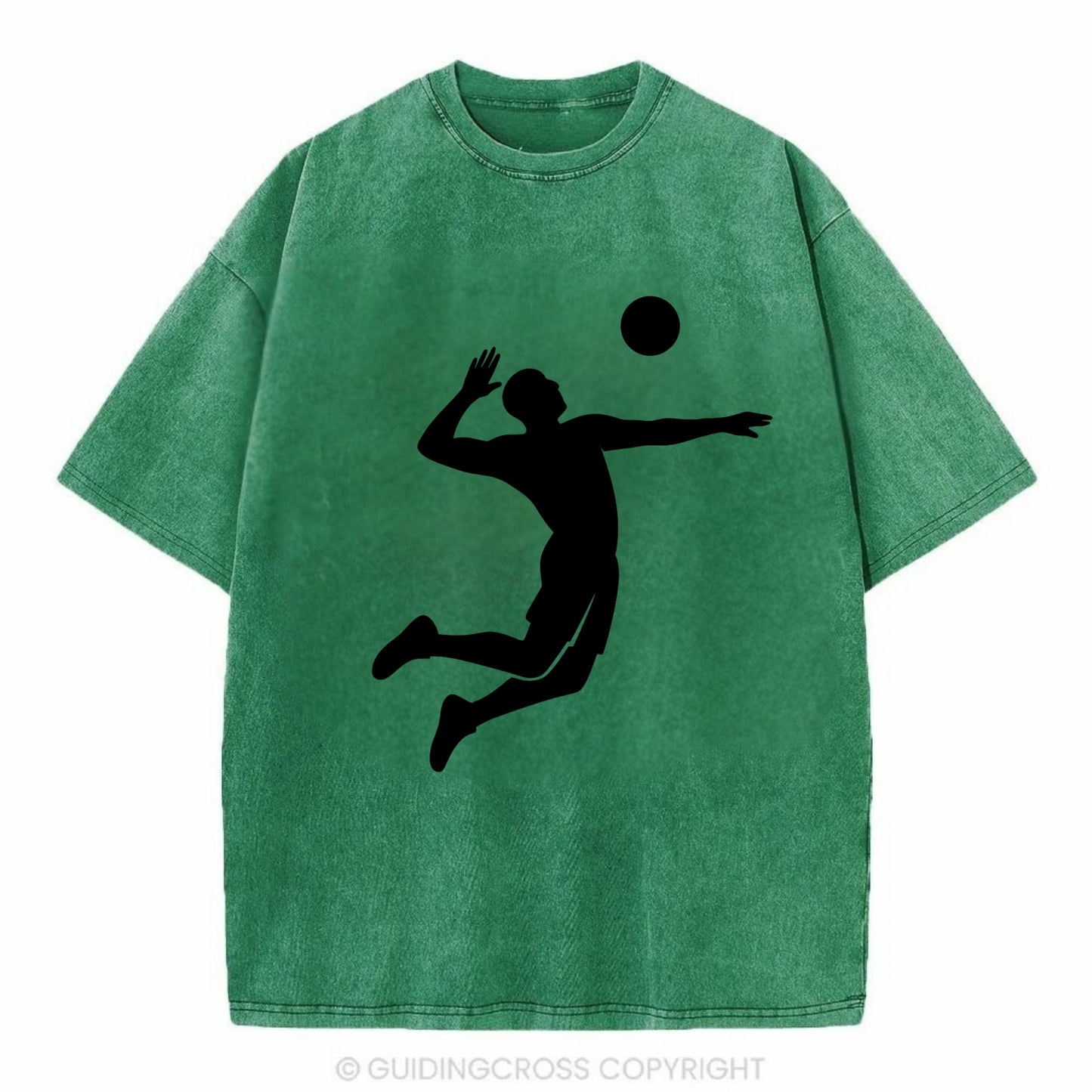 Volleyball player spiking ball - Vintage T-shirt - Forest Mist(Green)