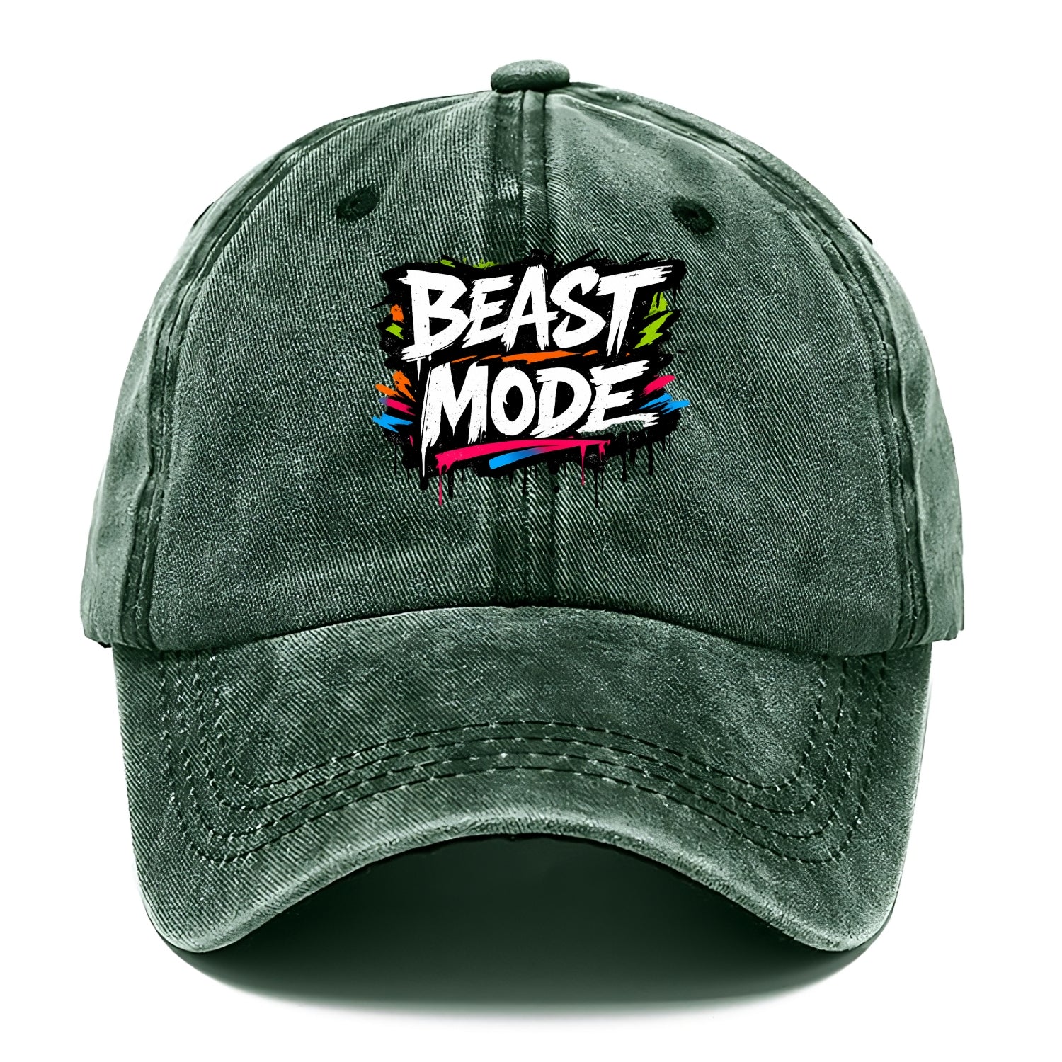 Bold typography design - "BEAST MODE" - intense workout, maximum effort - Classic Cap - Forest Mist(Green)