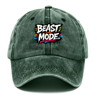 Bold typography design - "BEAST MODE" - intense workout, maximum effort - Classic Cap - Forest Mist(Green)