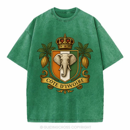 Ivory Coast Royal Logo  - Vintage T-shirt - Forest Mist(Green)