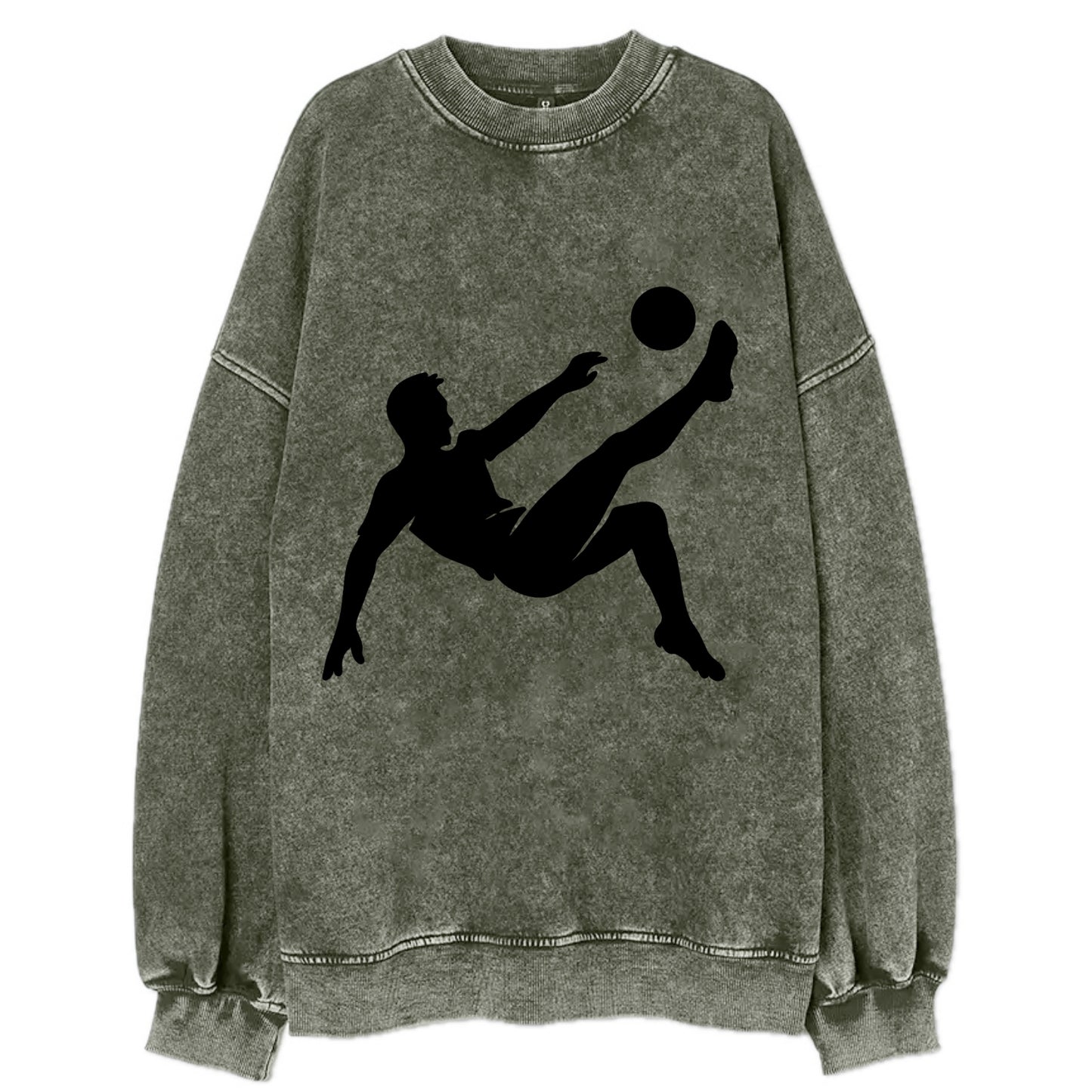 Soccer player kicking ball mid-air - Vintage Sweatshirt - Forest Mist(Green)