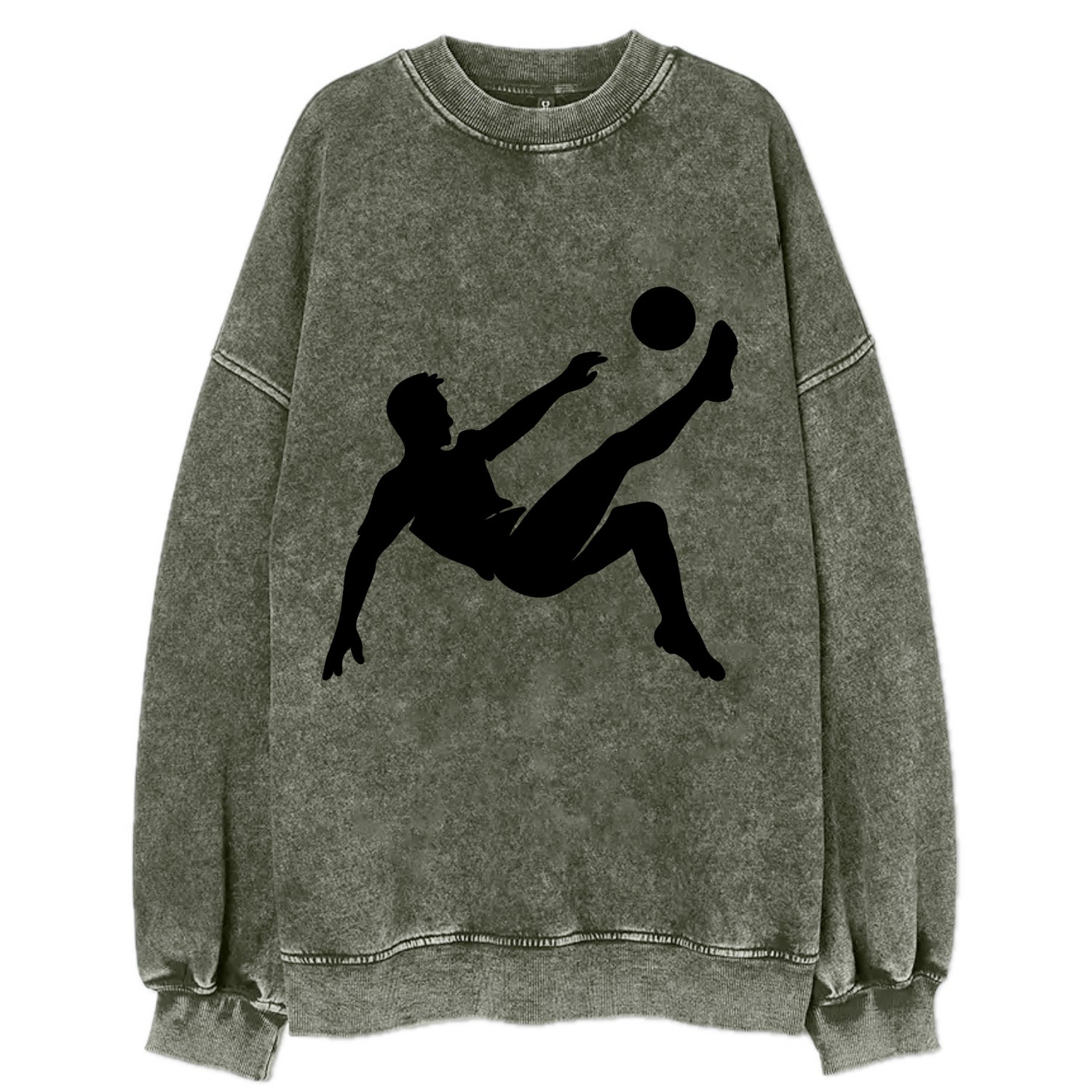 Soccer player kicking ball mid-air - Vintage Sweatshirt - Forest Mist(Green)