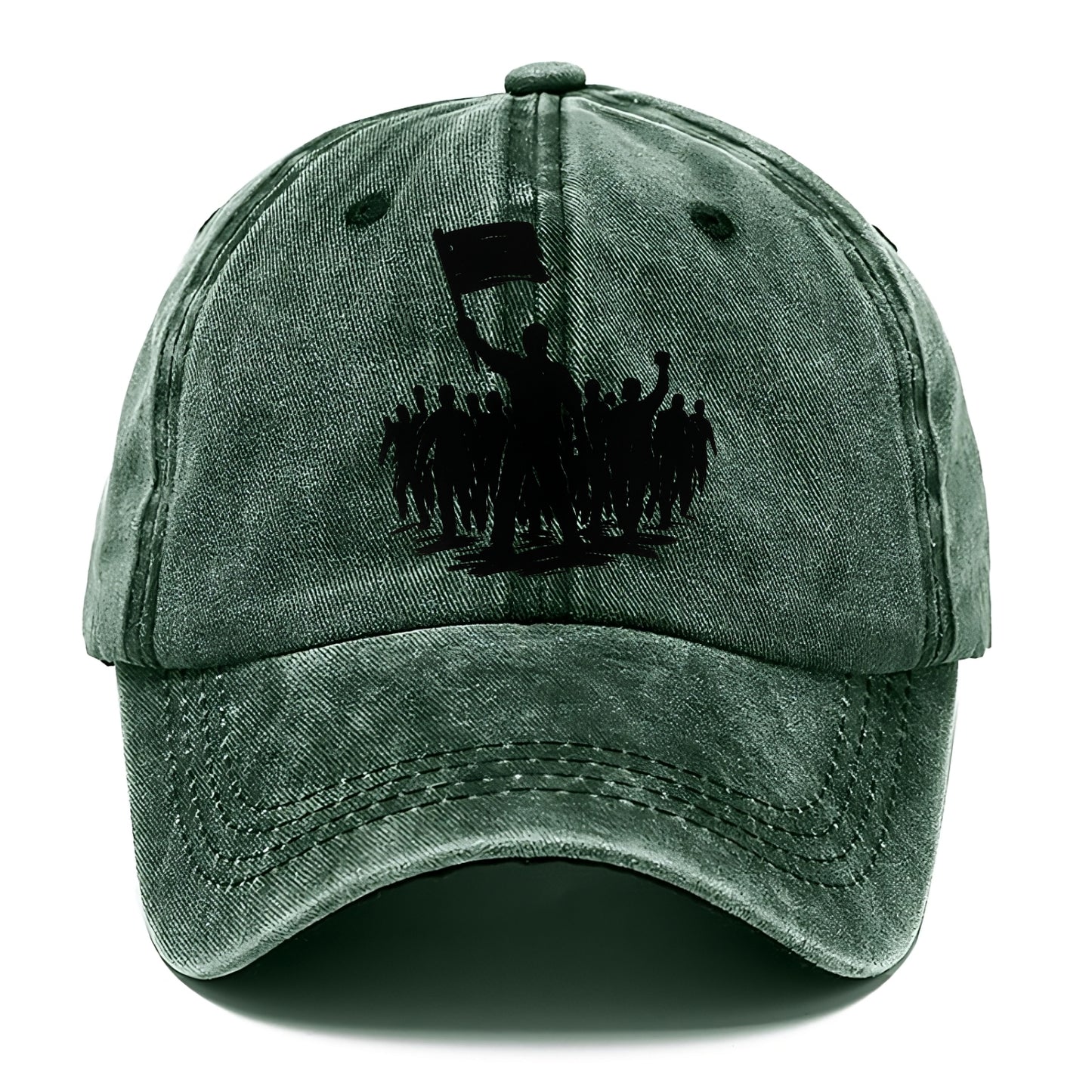 Crowd of protesters marching - solidarity movement ink painting - Classic Cap - Forest Mist(Green)
