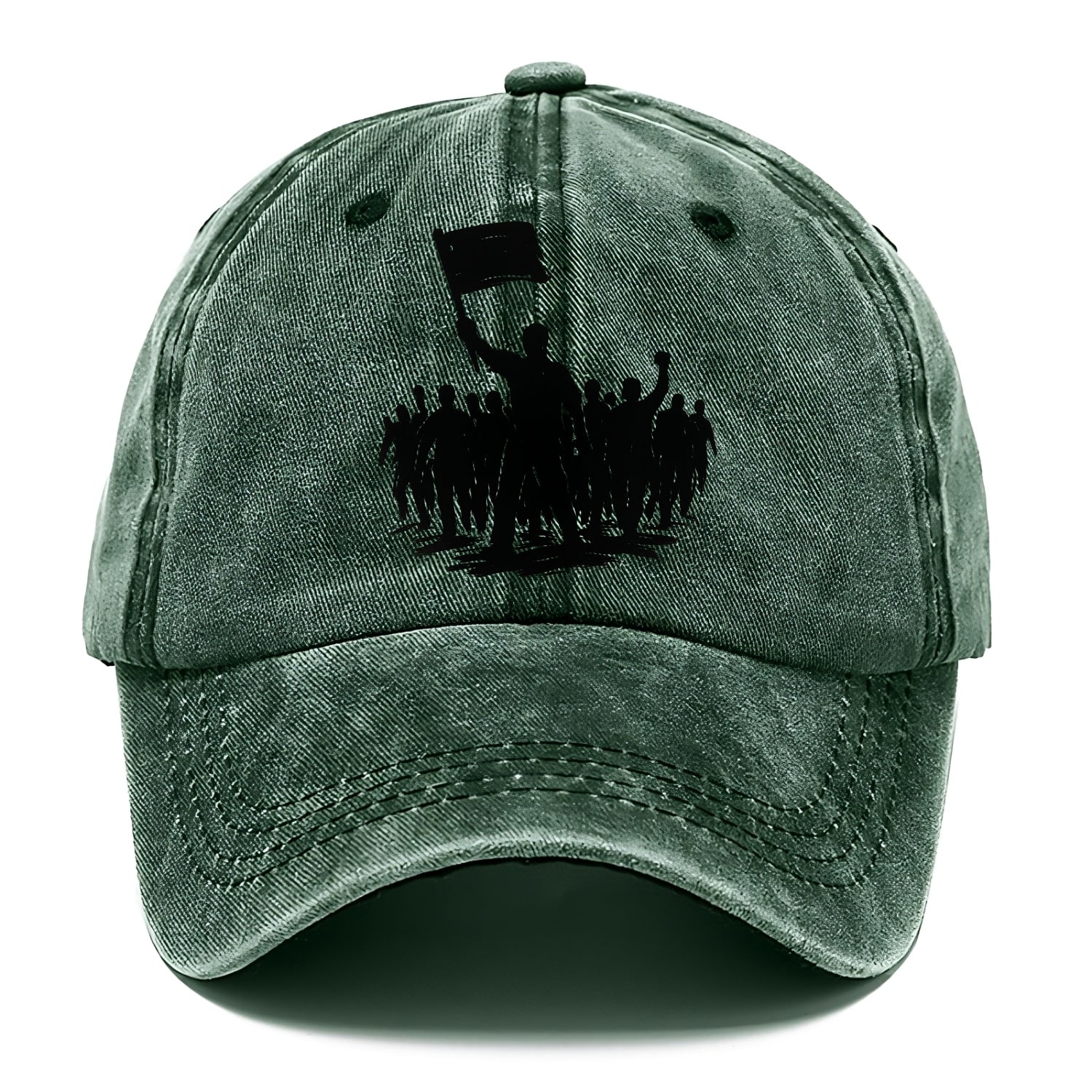 Crowd of protesters marching - solidarity movement ink painting - Classic Cap - Forest Mist(Green)