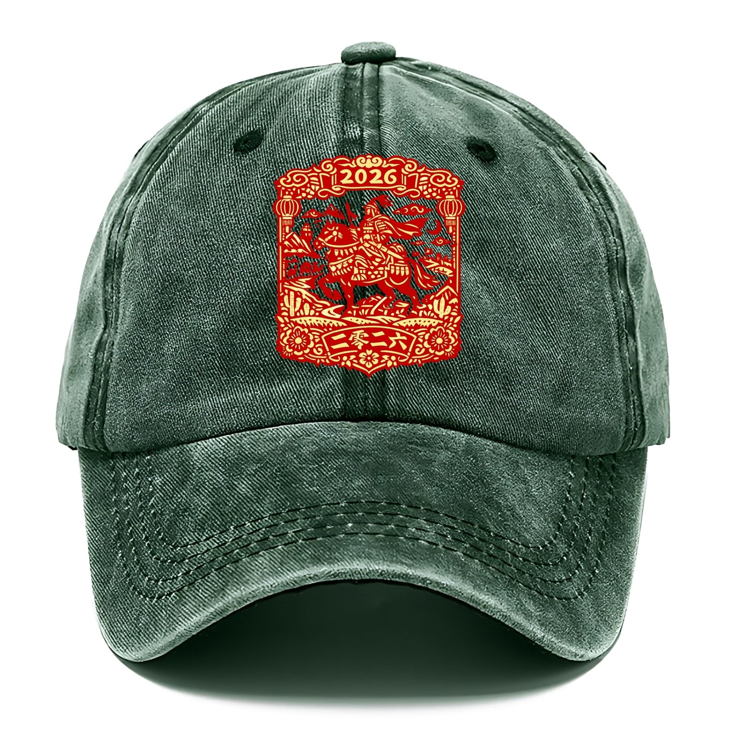HORSE AND RIDER | Traditional Chinese warrior on horseback | Silk Road journey theme - Classic Cap - Forest Mist(Green)
