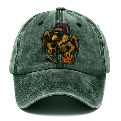 Los Angeles Golden Eagle wearing Lakers beanie with trophy patch and wayfarer - Classic Cap - Forest Mist(Green)