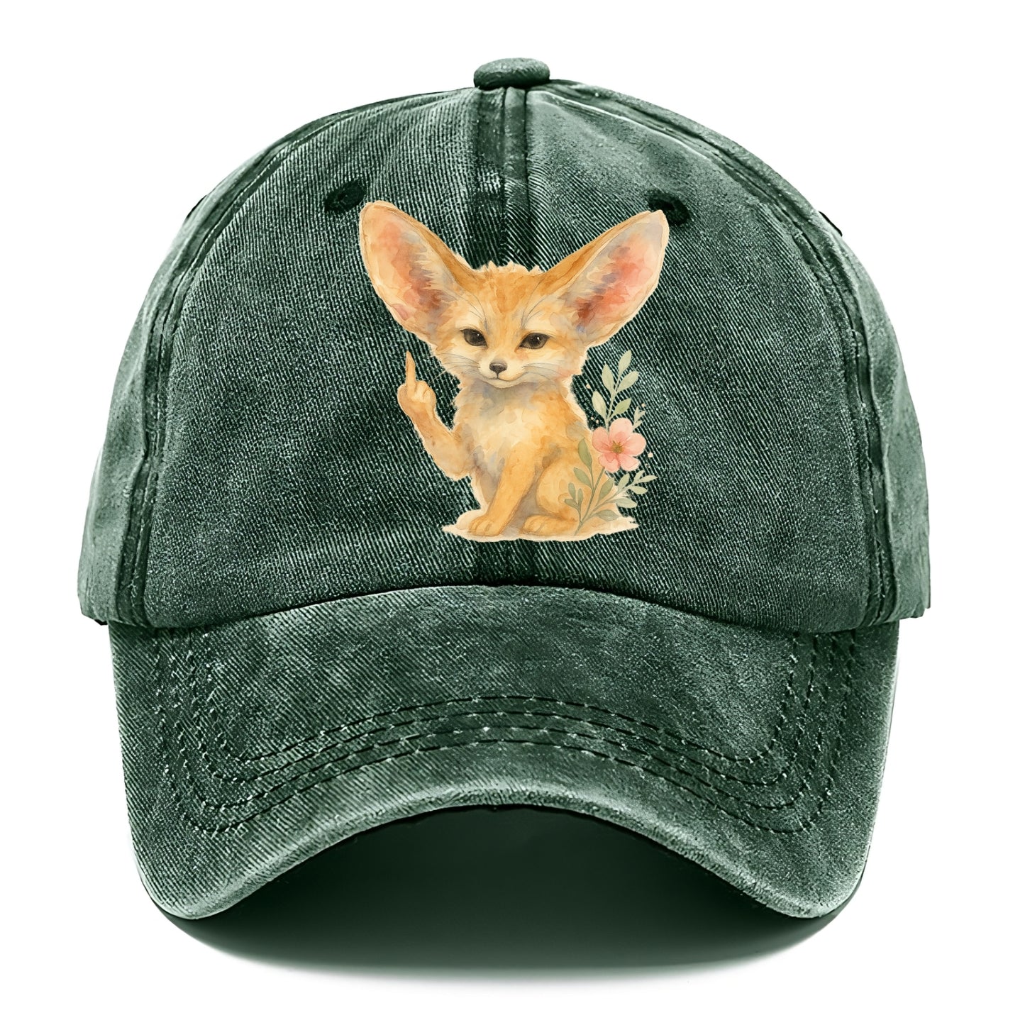 tiny fennec fox with oversized ears, one small paw raised in sass - Classic Cap - Forest Mist(Green)