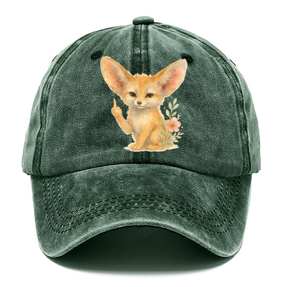 tiny fennec fox with oversized ears, one small paw raised in sass - Classic Cap - Forest Mist(Green)