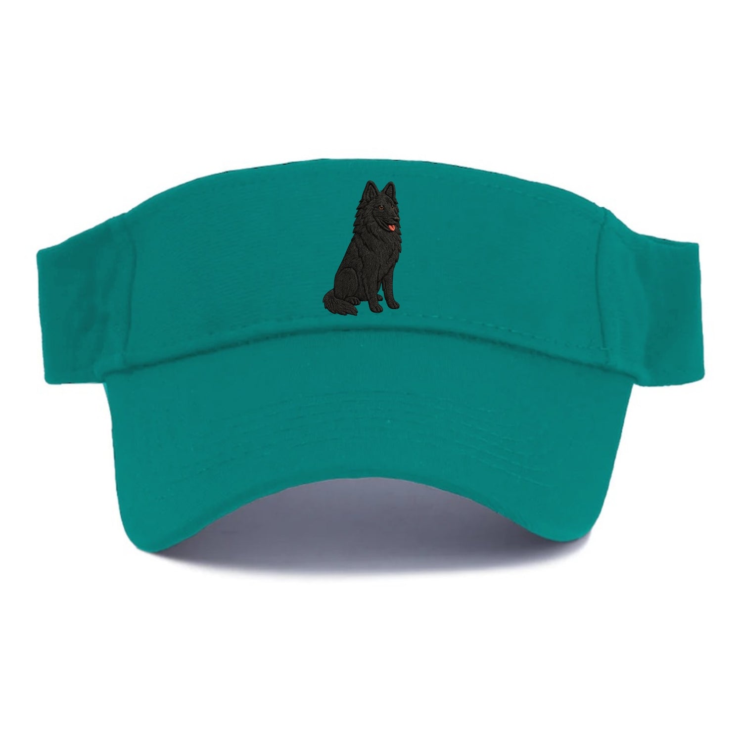 Belgian Sheepdog - Black long-haired embroidered pose - Visor - Forest Mist(Green)