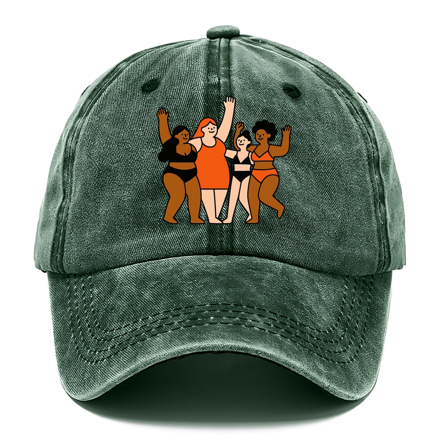 Diverse body types celebrating together - body positivity movement, all bodies are - Classic Cap - Forest Mist(Green)