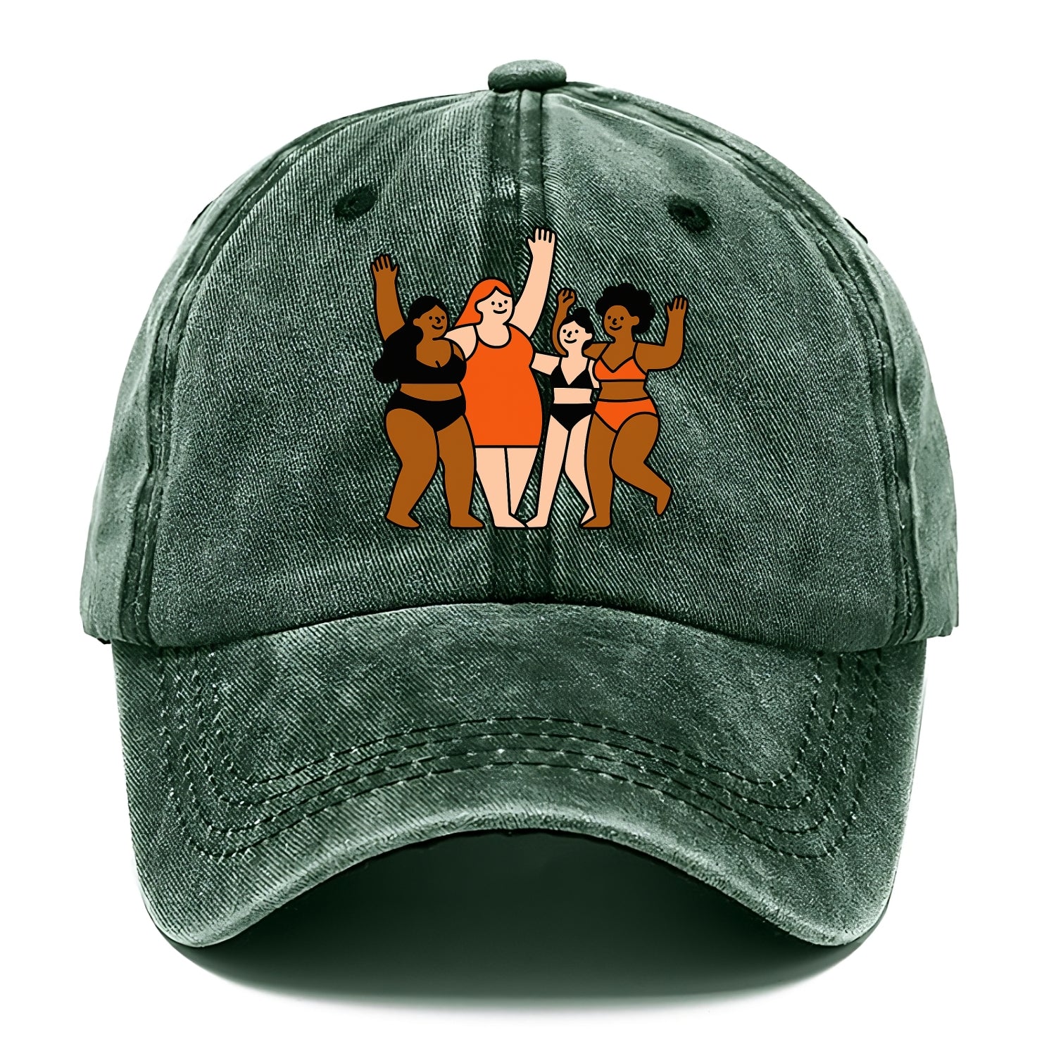 Diverse body types celebrating together - body positivity movement, all bodies are - Classic Cap - Forest Mist(Green)