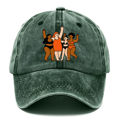Diverse body types celebrating together - body positivity movement, all bodies are - Classic Cap - Forest Mist(Green)
