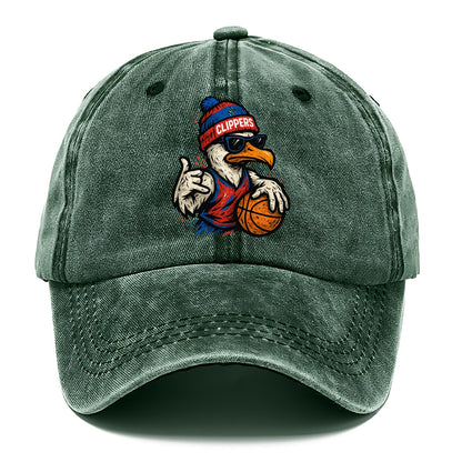 LA Seagull wearing Clippers red white and blue beanie with ship patch and wayfarer - Classic Cap - Forest Mist(Green)