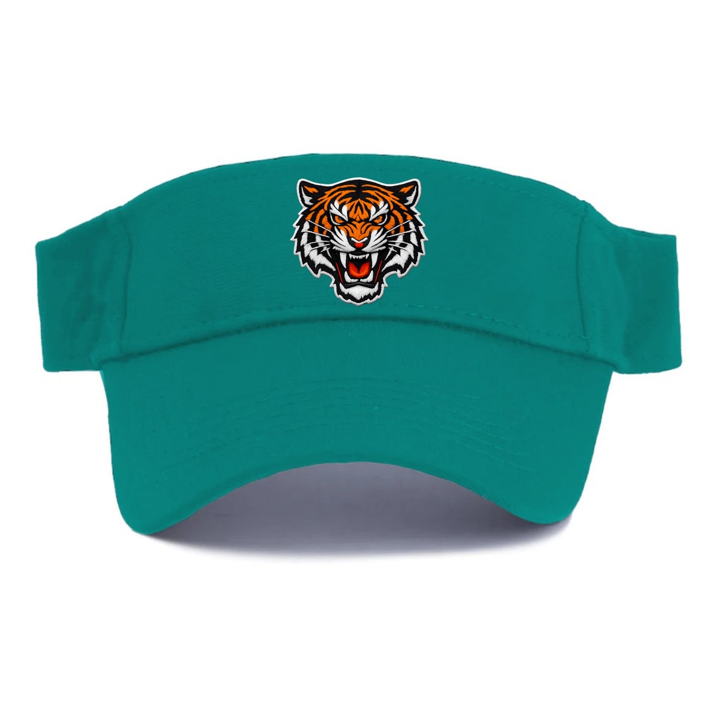 TIGER STRIPES FACE - fierce tiger face in orange, black and white , predator power - Visor - Forest Mist(Green)