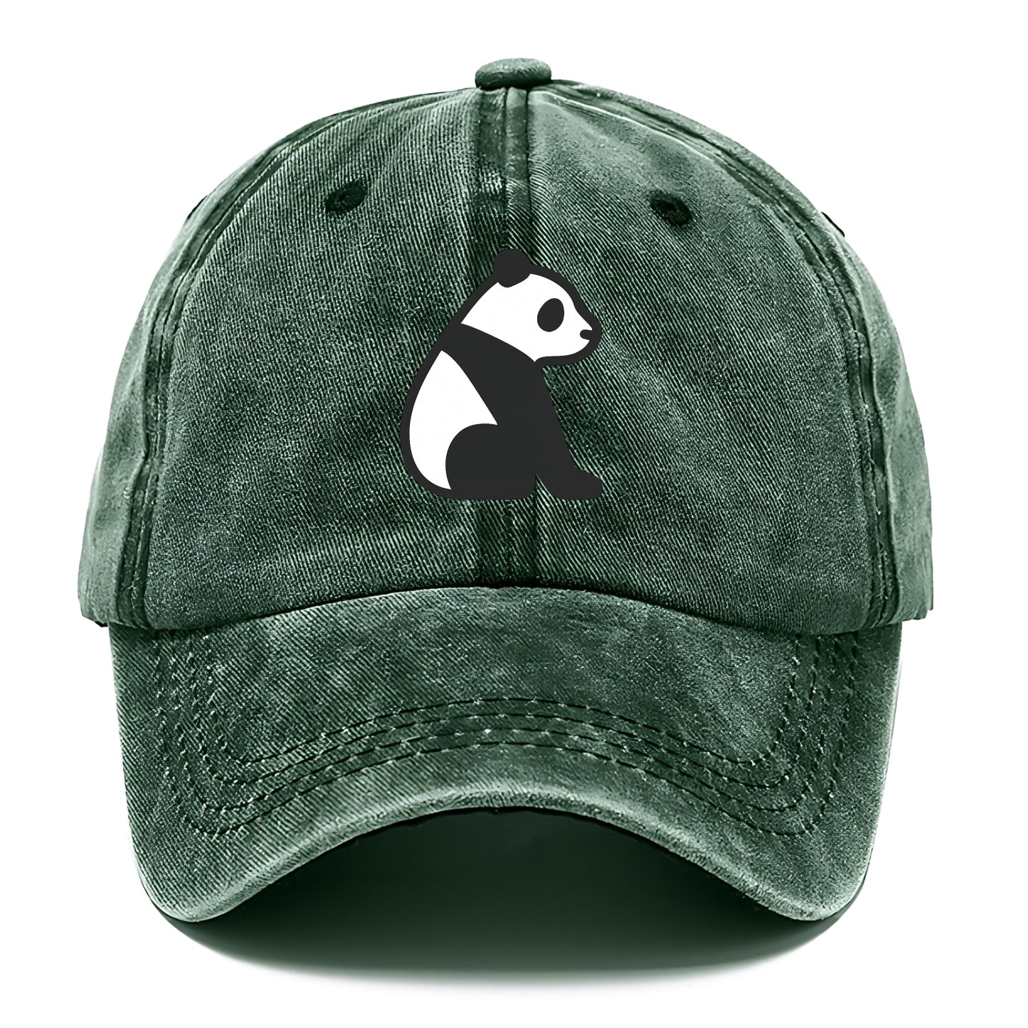 Panda - Black and white sitting pose flat side profile - Classic Cap - Forest Mist(Green)