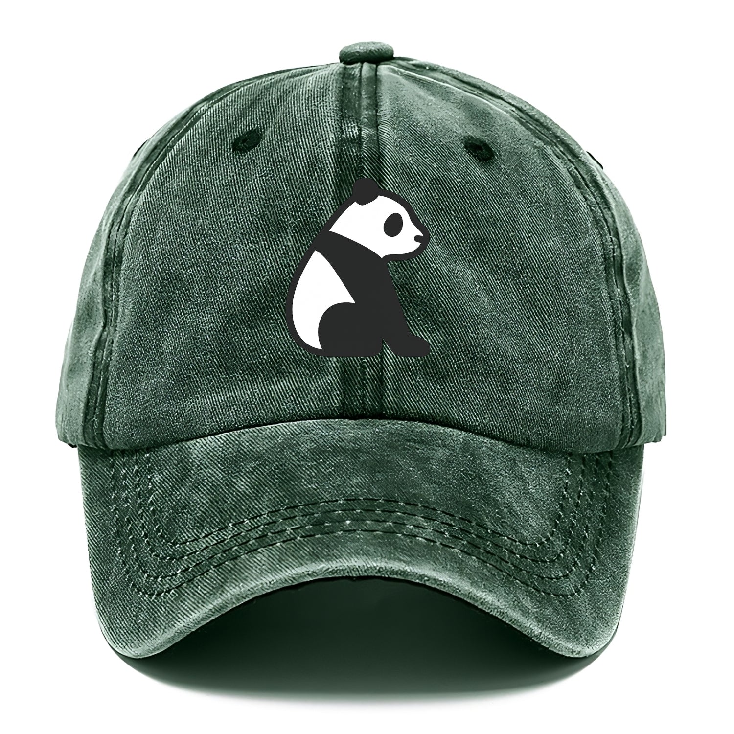 Panda - Black and white sitting pose flat side profile - Classic Cap - Forest Mist(Green)