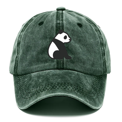 Panda - Black and white sitting pose flat side profile - Classic Cap - Forest Mist(Green)
