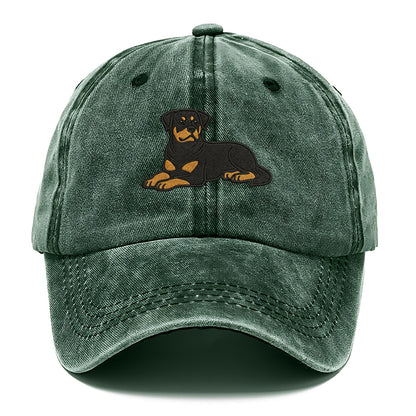 Rottweiler - Black and tan relaxed lying Classic Cap - Forest Mist(Green)
