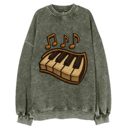 Piano Keys  - Vintage Sweatshirt - Forest Mist(Green)
