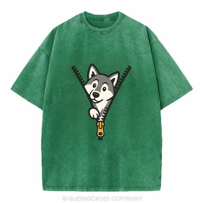 Alaskan Malamute - Vintage T-shirt - Forest Mist(Green)