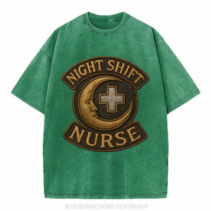 Night Shift Nurse  - Vintage T-shirt - Forest Mist(Green)