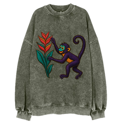 Spider Monkey - Vintage Sweatshirt - Forest Mist(Green)