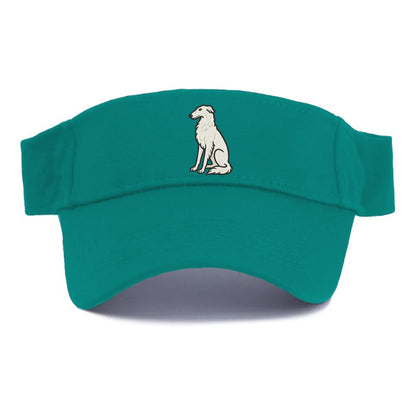 Borzoi - White embroidered sitting pose - Visor - Forest Mist(Green)