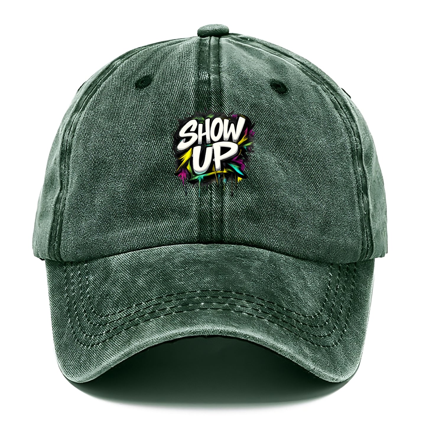 Bold typography design - "SHOW UP" - be present, arrive ready - Classic Cap - Forest Mist(Green)