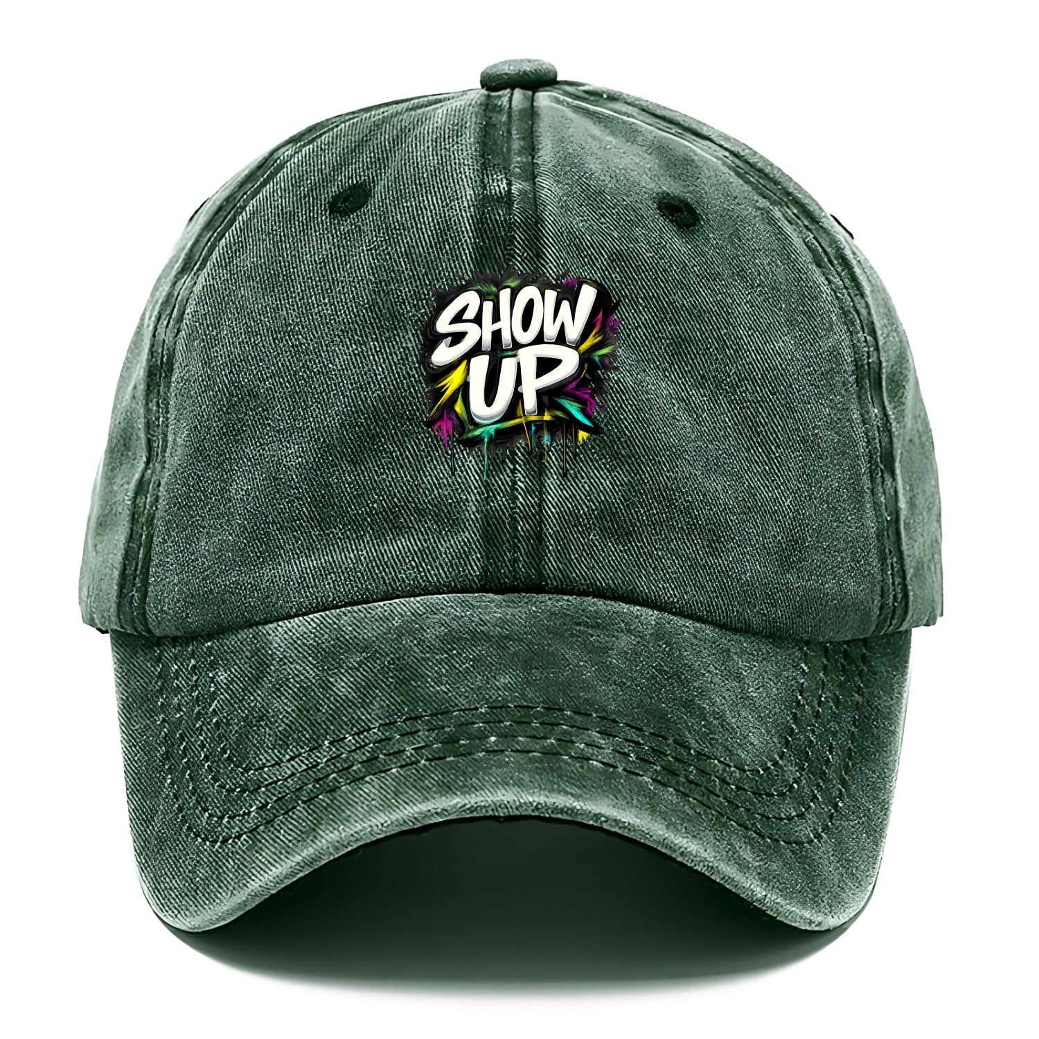 Bold typography design - "SHOW UP" - be present, arrive ready - Classic Cap - Forest Mist(Green)